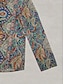 abordables Blusas y camisas de mujer-Mujer Camisa camisa boho Blusa Cachemir Botón Estampado Casual Festivos Moda Boho Manga Larga Escote en Pico Azul Piscina Verano Primavera