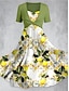 cheap Print Dresses-Women&#039;s Graphic Print V Neck Midi Dress Elegant Bohemia Date Vacation Short Sleeve Summer