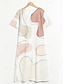 halpa Kuvioidut mekot-Naisten Geometrinen Väripalikka Painettu Tiukka pyöreä kaula-aukko Mini mekko Päivittäin Lyhythihainen Kesä Kevät