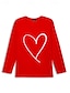 cheap Women&#039;s T-shirts-Women&#039;s T shirt Tee 100% Cotton Heart Print Valentine Weekend Fashion Long Sleeve Round Neck Black Spring &amp;  Fall
