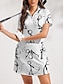 baratos Coleção de designers-Mulheres vestido de golfe Preto com Branco Branco Azul Manga Curta Proteção Solar Vestidos Roupas femininas de golfe, roupas, roupas, roupas