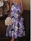 cheap Print Dresses-Women&#039;s Graphic Print Crew Neck Midi Dress Bohemia Vintage Home Date Sleeveless Summer
