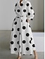 Χαμηλού Κόστους Print Φορέματα-Γυναικεία Στάμπα Λαιμόκοψη V Φουσκωτό μακρύ Μακρύ Φόρεμα Μάξι Φόρεμα Κομψό Σέξι Ημερομηνία Μακρυμάνικο Καλοκαίρι Άνοιξη