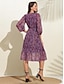 cheap Print Dresses-Women&#039;s Paisley Metallic Crinkle Chiffon Elastic Waist Midi Dress