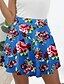 cheap Mini Skirt-Women&#039;s Skirt Swing Mini Skirts Print Floral Casual Daily Weekend Summer Polyester Fashion Casual Black-White Black White Red