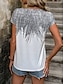abordables Camisetas de mujer-Mujer Camiseta Graphic Estampado Casual Diario Moda Manga Corta Escote en Pico Gris Verano