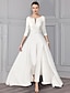 cheap Mother of the Bride Dresses-Two Piece Jumpsuit With Detachable Overskirts Mother of the Bride Dress Elegant V Neck Floor Length Satin 3/4 Length Sleeve with Sash / Ribbon 2024