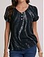 cheap Women&#039;s T-shirts-Women&#039;s T shirt Tee Graphic Daily Weekend Button Cut Out Print Black Short Sleeve Basic V Neck