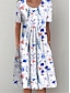 billige Kjoler med trykt mønster-Dame Uformell kjole Blomstret Trykt mønster Crew-hals Midikjole Feriereise Kortermet Sommer