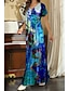 cheap Print Dresses-Women&#039;s A Line Dress Floral Split Print V Neck Maxi long Dress Daily Vacation Short Sleeve Summer Spring