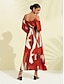 cheap Print Casual Dress-Geometric Chiffon Maxi Dress
