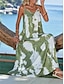 abordables Robes à motifs-Femme Robe casual Robe à enfiler Imprimer A Bretelles robe longue Vacances Plage Sans Manches Eté