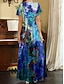 cheap Print Dresses-Women&#039;s A Line Dress Floral Split Print V Neck Maxi long Dress Daily Vacation Short Sleeve Summer Spring