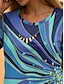 olcso Női pólók-Női Póló Mértani Színes Nyomtatott Napi Hétvége Divat Rövid ujjú Terített nyak Fehér Nyár