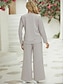 ieftine Bluze simple pentru femei-Pentru femei Cămașă Seturi de pantaloni Culoare solidă Casul / Zilnic Modă Manșon Lung Rotund Gri Primăvara &amp; toamnă