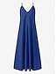 voordelige ontwerp katoenen en linnen jurken-Dames Casual jurk Lange jurk maxi-jurk Blote rug Vakantie Streetwear Maxi Bandje Mouwloos Zwart blauw Leger Groen Kleur