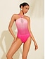 cheap Designer Swimwear-Gradient Lace Bandeau Swimsuit