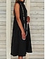 ieftine rochii simple-Pentru femei Rochie albă Rochii Midi Buzunar Dată Vacanță Șic Stradă Stil Nautic Fără manșon Negru Alb Galben Culoare