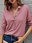 cheap Basic Women&#039;s Tops-Shirt Blouse Women&#039;s Black White Pink Plain Button Street Daily Fashion Shirt Collar Regular Fit S