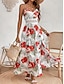 Χαμηλού Κόστους Print Φορέματα-Γυναικεία Καθημερινό φόρεμα Φόρεμα σε γραμμή Α Σλιπ Φόρεμα Φλοράλ Σκίσιμο Στάμπα Τιράντες Μακρύ Φόρεμα Μάξι Φόρεμα Τροπικό Χαβανέζα Διακοπές Αμάνικο Καλοκαίρι