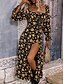 cheap Elegant Floral Dresses-Women&#039;s Maxi Dress Casual Dress Swing Dress A Line Dress Summer Dress Streetwear A Line Vacation Street Holiday Regular Fit Floral Long Sleeve Square Neck White Blue Purple Gold Summer