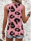 cheap Tank Tops &amp; Camis-Women&#039;s Tank Top Vest Leopard Print Casual Fashion Streetwear Sleeveless Crew Neck Pink Summer