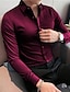 billiga fritidsskjortor för män-Herr Skjorta Satinskjorta Knapp upp skjorta Casual skjorta Svart Vit Vin Marinblå Grön Långärmad Slät Kavajslag Dagligen Semester Kläder Satäng Mode Ledigt Bekväm