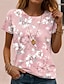 billige T-shirts til kvinde-Dame T-shirt Blomstret Daglig Weekend Trykt mønster Hvid Kortærmet Mode Rund hals Sommer