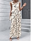 cheap Women&#039;s Two Piece Sets-Women&#039;s Tank Top Pants Sets Graphic Print Casual Daily Fashion Sleeveless Round Neck Beige Summer