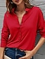 cheap Basic Women&#039;s Tops-Shirt Blouse Women&#039;s Black White Pink Plain Button Street Daily Fashion Shirt Collar Regular Fit S