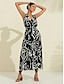Χαμηλού Κόστους print casual φόρεμα-σατέν graphic print v maxi φόρεμα λαιμού