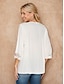 preiswerte Blusen und Hemden für Damen-Damen Sommertops Bluse Bestickt 3/4 Ärmel V Ausschnitt Weiß Sommer Frühling