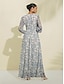Недорогие повседневное платье с принтом-шифоновое платье макси с ботаническим цветочным принтом и v-образным вырезом