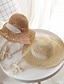 ieftine Pălării Damă-Pălărie de găleată croșetată cu goluri din dantelă, cu cravată de panglică, cu boruri largi, pălărie de soare din paie, respirabilă, umbrelă de soare elegantă, pălării de plajă de călătorie pentru