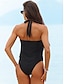 voordelige Eendelige badpakken-Dames Zwemkleding Een stukje Zwempak Blote rug Effen V-hals Tropisch Strand Kleding Badpakken