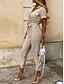 voordelige vakantie jumpsuit-Dames Jumpsuit Zak Trekkoord Effen Kleur Overhemdkraag Streetwear Straat Dagelijks Normale pasvorm Korte mouw Zwart Wit Wijn S M L Zomer