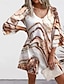 preiswerte Bedruckte Kleider-Damen Paisley-Muster Rüsche Bedruckt V Ausschnitt Rüschenärmel Minikleid Tropisch Verabredung 3/4 Ärmel Sommer Frühling