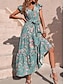 Χαμηλού Κόστους Print Φορέματα-Γυναικεία Καθημερινό φόρεμα Φόρεμα ριχτό από τη μέση και κάτω Φλοράλ Με Κορδόνια Στάμπα Λαιμόκοψη V Μακρύ Φόρεμα Μάξι Φόρεμα Κομψό στυλ street Μάξι Δρόμος Αργίες Κοντομάνικο Καλοκαίρι