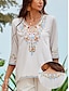 preiswerte Blusen und Hemden für Damen-Damen Sommertops Bluse Bestickt Halbe Ärmel V Ausschnitt Weiß Sommer Frühling