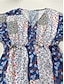 halpa Kuvioidut mekot-Naisten Rento mekko Kukka Geometrinen Painettu V kaula-aukko Mini mekko Böömi Loma Lyhythihainen Kesä
