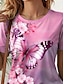 preiswerte T-Shirts für Damen-Damen T Shirt Blumen Bedruckt Täglich Wochenende Modisch Kurzarm Rundhalsausschnitt Weiß Sommer