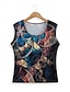 ieftine Bluze &amp; Camisole Damă-Pentru femei Bluză Grafic Fluture Casual Imprimeu Roșu-aprins Fără manșon De Bază În V