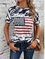 economico T-Shirt da donna-Per donna maglietta USA Bandiera Stampa Giornaliero Fine settimana Di tendenza Manica corta Girocollo Blu marino Estate