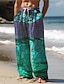 preiswerte Bedruckte Hosen-Herren Hawaiianisch Farbblock Mehrfarbig Hosen Hose 3D-Druck Hose mit geradem Bein Mittlere Taillenlinie Elastischer Kordelzug in der Taille Outdoor Strasse Festtage Sommer Frühling Herbst entspannte