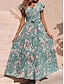 cheap Print Dresses-Women&#039;s Casual Dress Swing Dress Floral Lace up Print V Neck Long Dress Maxi Dress Streetwear Maxi Street Holiday Short Sleeve Summer
