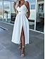 Χαμηλού Κόστους απλά φορέματα-Γυναικεία Λευκό φόρεμα Μίντι φόρεμα Εξώπλατο Σκίσιμο Γάμου Πάρτι Ημερομηνία Γραμμή Α Τιράντες Αμάνικο Μαύρο Λευκό Ανθισμένο Ροζ Χρώμα