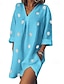 abordables Robes Grandes Tailles-Grande Taille Courbe Robe casual Robe d&#039;été Femme Mini robe Pois Manches 3/4 A Volants Col V basique Vacances Rose Claire Bleu Kaki Eté L XL