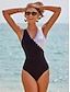 رخيصةأون مصمم ملابس السباحة-بدلة سباحة قطعة واحدة برقبة على شكل حرف V وبكتلة الألوان