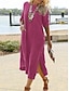 Χαμηλού Κόστους σχέδιο βαμβακερά &amp; λινά φορέματα-Γυναικεία Καθημερινό φόρεμα Βαμβακερό καλοκαιρινό φόρεμα Μακρύ φόρεμα Λινό Τσέπη Βασικό Καθημερινά Στρογγυλή Ψηλή Λαιμόκοψη Μισό μανίκι Καλοκαίρι Άνοιξη Μαύρο Σκούρο Ροζ Σκέτο