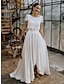 billiga Brudklänningar-Liten vit klänning Bröllopsklänningar Tvådelad Båthals Remmar Asymmetrisk Spets Bruddräkter Brudklänningar Med Enfärgat 2024